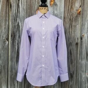 Purple Gingham Dress Shirt Wrinkle Free JCrew Factory Thompson Size S Stretch